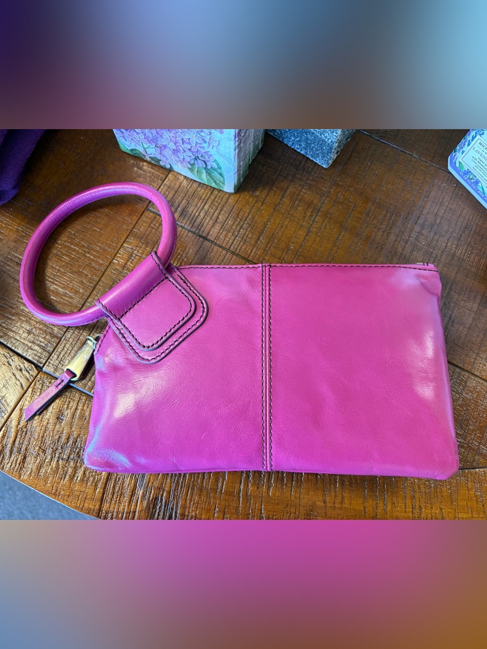 HOBO Fuchsia Leather Wristlet Clutch